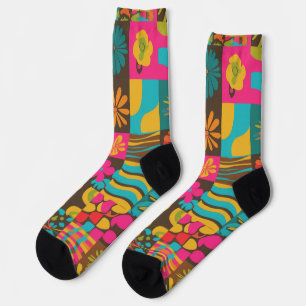 Chaussette Groove Waves les années 70 Motif de ligne psychédé