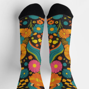 Chaussette Groove Waves les années 70 Motif de ligne psychédé