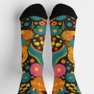Chaussette Groove Waves les années 70 Motif de ligne psychédé