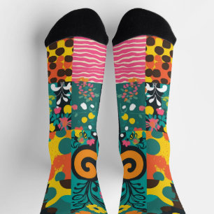 Chaussette Groove Waves les années 70 Motif de ligne psychédé