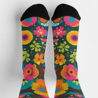 Chaussette Groove Waves les années 70 Motif de ligne psychédé