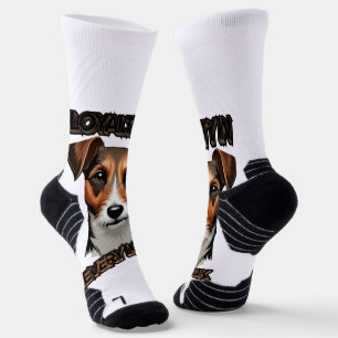 Chaussette Gros plan Artistique Terrier Blanc