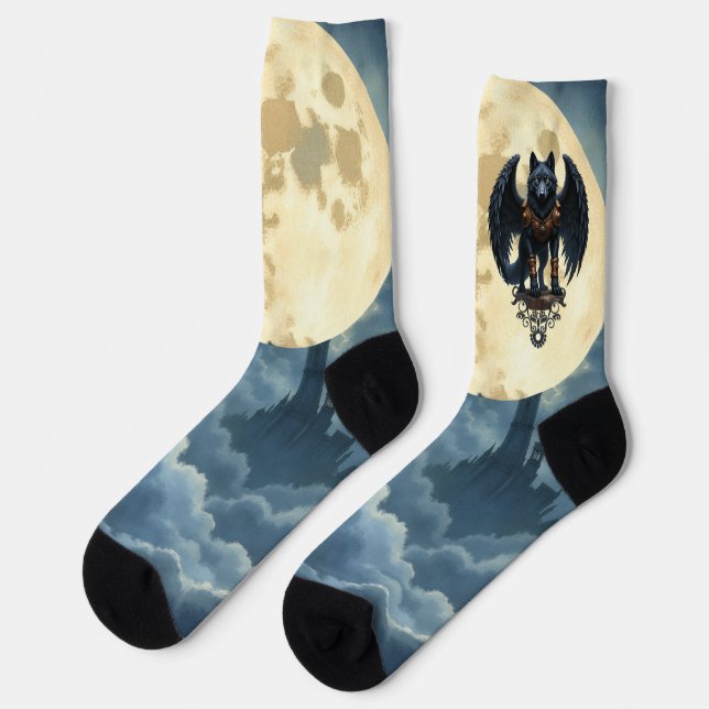 Chaussette Guardian of the Moon – The Black Winged Wolf (Gauche)