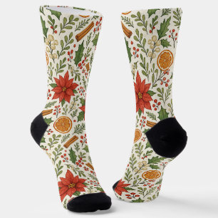 Chaussette Gui de botanique Motif d'art floral classique