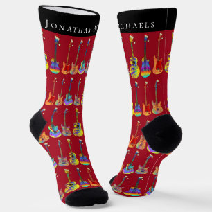 Chaussette Guitare personnalisée Rouge de Noël