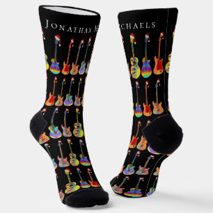 Chaussette Guitares de Noël personnalisées Musique Fêtes