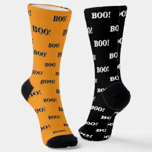 Chaussette Halloween Boo Orange et Noir