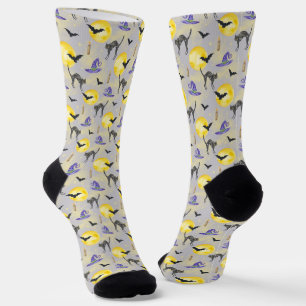 Chaussette Halloween Casquette Chat et Sorcière