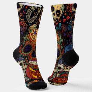 Chaussette Halloween, Citrouilles de Crâne de Sucre Fiesta, C