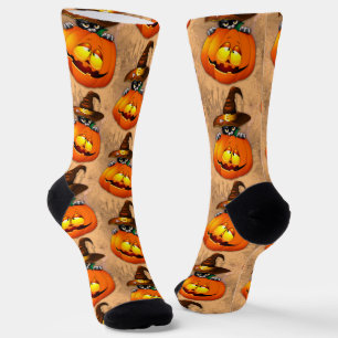 Chaussette Halloween Cute Kitty Witch et ami Citrouille
