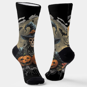 Chaussette Halloween,Gardien des Citrouilles, Crâne, Citrouil