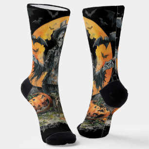 Chaussette Halloween,Le gentleman crâne de la lune de récolte
