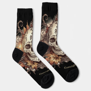 Chaussette Halloween, Motif Crâne, Calavera à la Lumière de B