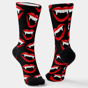 Chaussette Halloween Vampire Bouche et Motif d'horreur des do