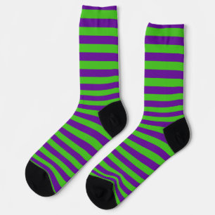 Chaussette Halloween violet et vert rayé