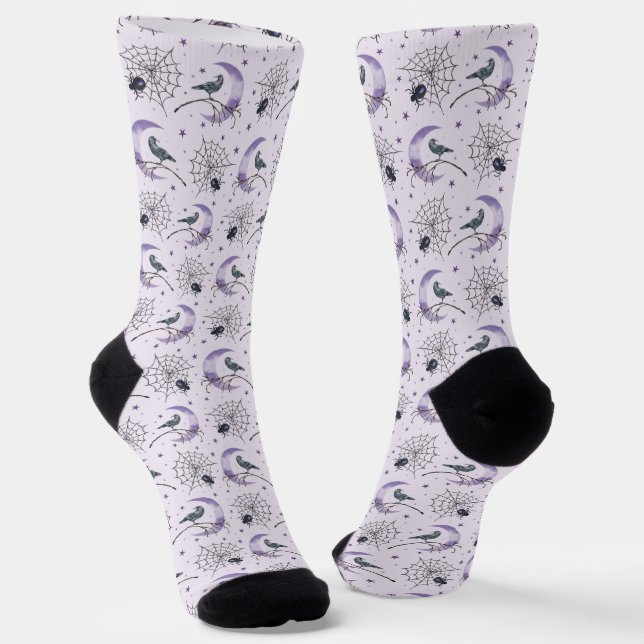 Chaussette Halloween Whimsical Cobweb Crow (Angulaire)