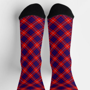 Chaussette Hamilton tartan rouge bleu violet plaid