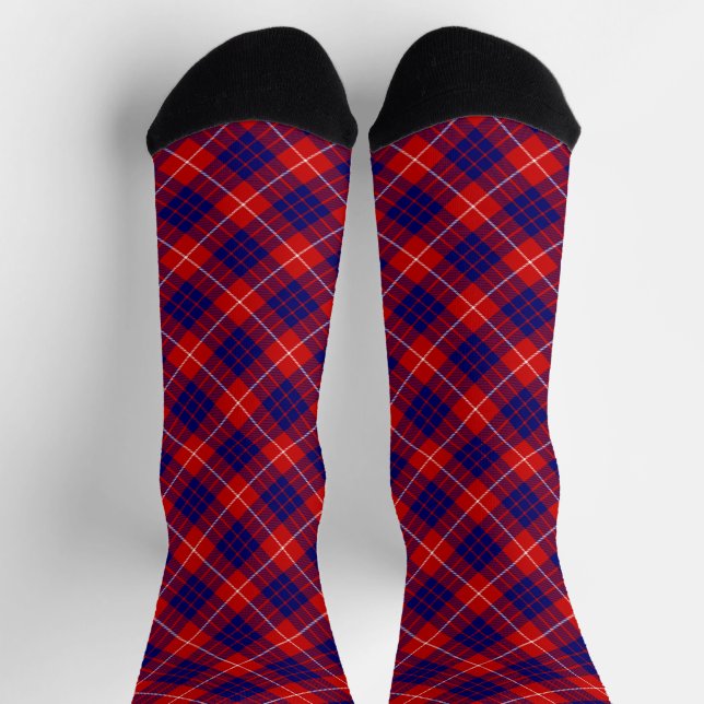 Chaussette Hamilton tartan rouge bleu violet plaid (Haut)
