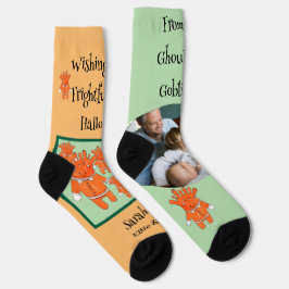 Chaussette Handpainted Halloween Ghouls and Goblins PHOTO