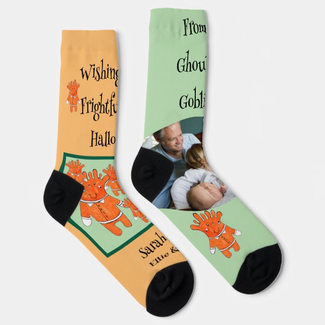 Chaussette Handpainted Halloween Ghouls and Goblins PHOTO (Droite)