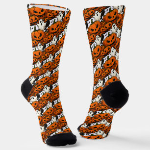 Chaussette Hanté par 67 Drôle de Fantôme et Citrouille Hallow