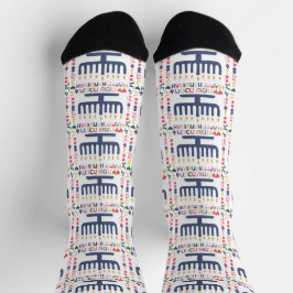 Chaussette Hanukkah Socks "Menorah Happy"
