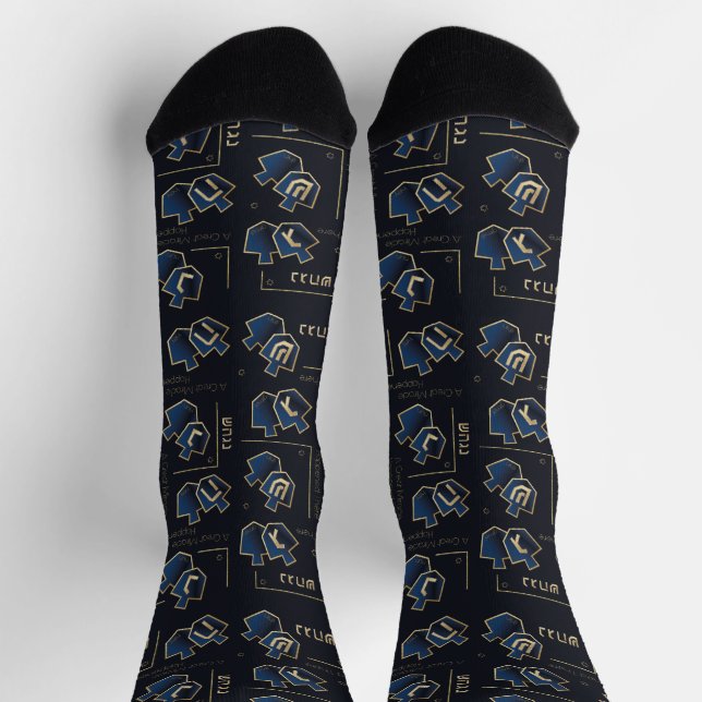 Chaussette Hanukkah Socks "Navy Dreidels" (Haut)