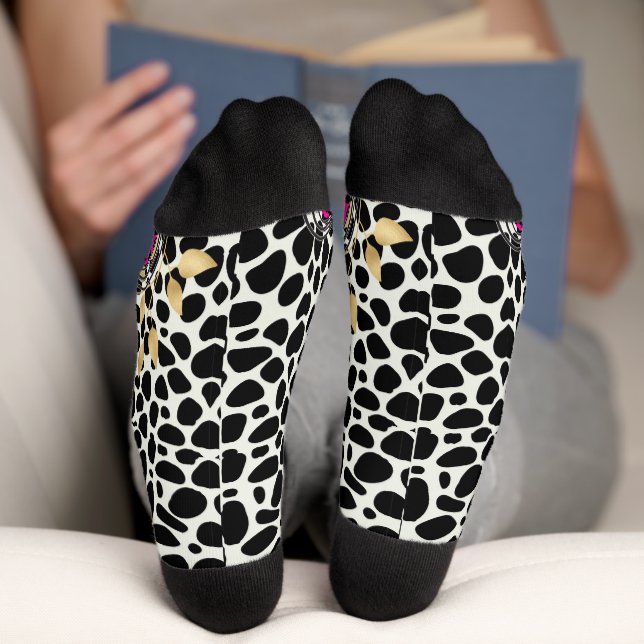 Chaussette heart, with leopard  (Fond)