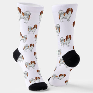 Chaussette Heureuse Rouge Blanche Mignonne Phalène Motif Amou