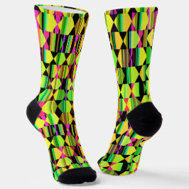 Chaussette Hexagon et triangle géométriques en jaune et noir