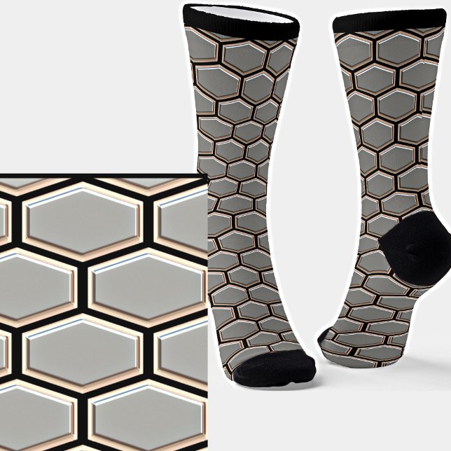 Chaussette Hexagon géométrique 3D Look Texture Chaussettes gr (Créateur téléchargé)