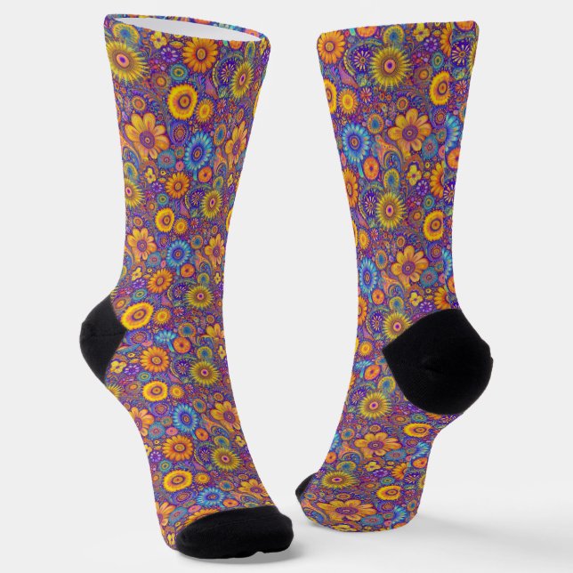 Chaussette Hippie Rétro : Chaussettes Vibe Violet (Angulaire)
