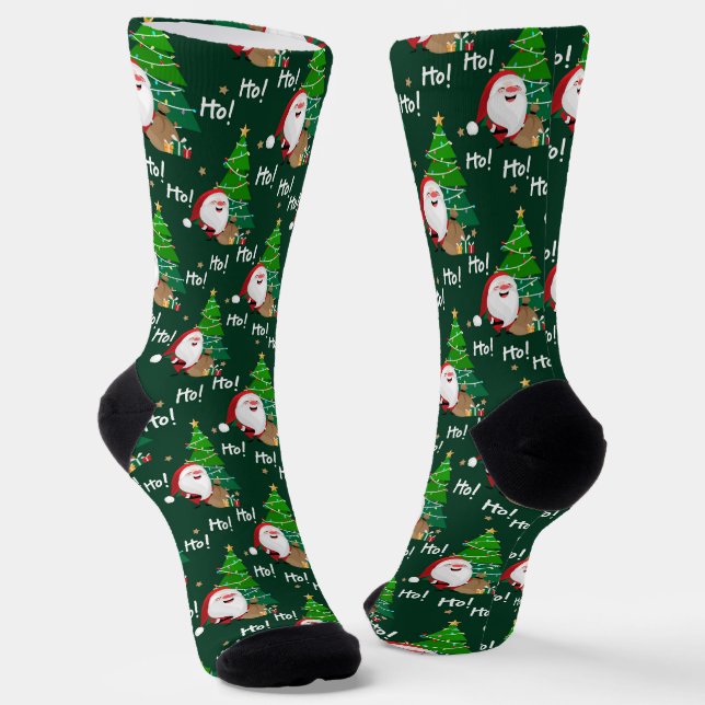 Chaussette Ho Ho Ho Père Noël et sapin de Noël (Angulaire)