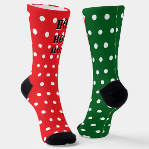 Chaussette HO HO HO Rouge Vert Blanc Points