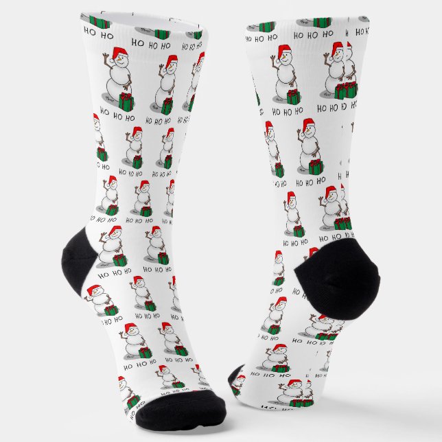 Chaussette Ho Ho Joyeux Noël Père Noël mignonne Snowman (Angulaire)