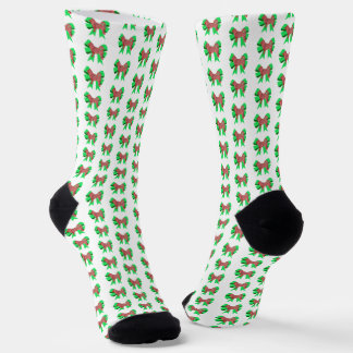 Chaussette Husky Christmas Dog Bow Silhouette White