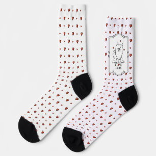 Chaussette I Love Eskies (I Love American Eskimo Dogs) - mign