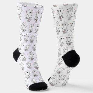 Chaussette I Love Eskies (I Love American Eskimo Dogs) - mign