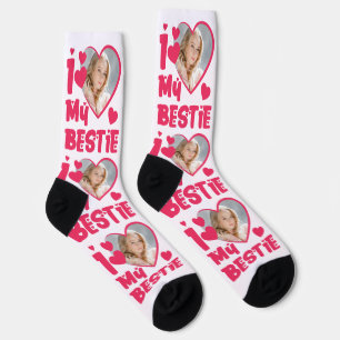 Chaussette I Love My Bestie Heart Photo personnalisée