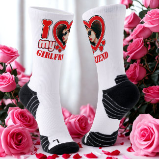 Chaussette I Love My Girlfriend Photo Texte personnalisé