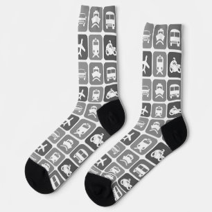 Chaussette Icônes de voyage tendance motif noir et blanc