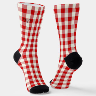 Chaussette Iivoire Rouge Ish Preppy En vichy Plaid