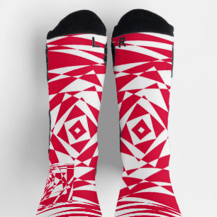 Chaussette Illusion abstraite rouge blanc