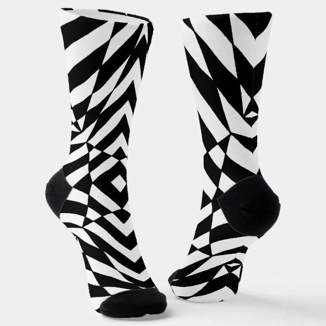 Chaussette ILLUSION OPTIQUE Art géométrique Design hypnotique (Angulaire)