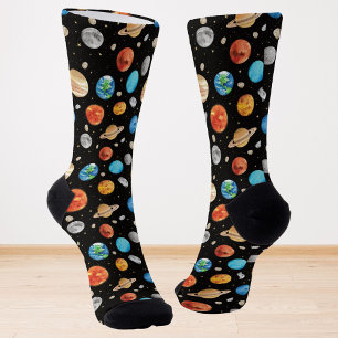 Chaussette Illustration aquarelle de planète de l'espace exté