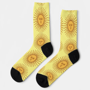 Chaussette Illustration d'art de visage de soleil Thunder_Cov