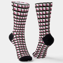 Chaussette Illustration de fleur Clematis rose carré noir