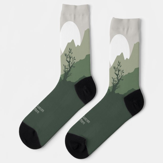 Chaussette Illustration de la nature du texte personnalisé (Gauche)