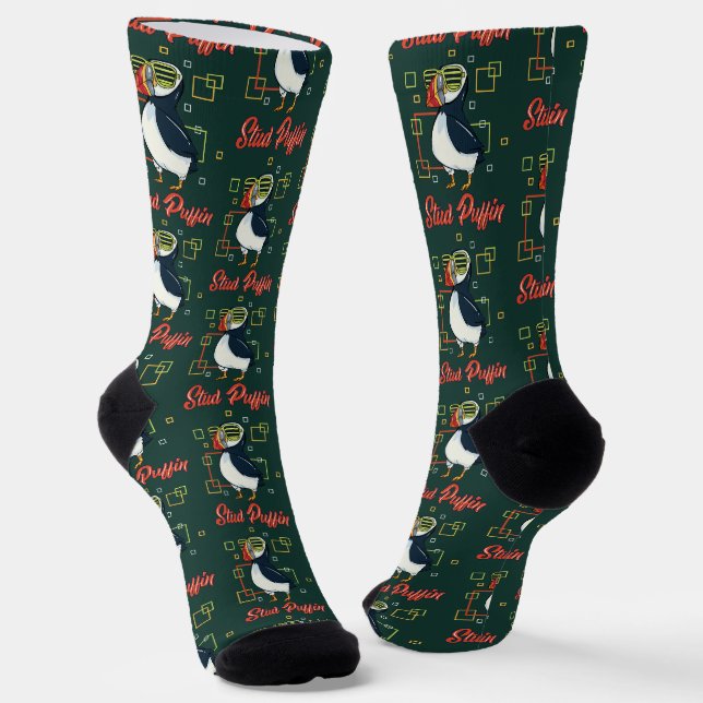 Chaussette Illustration de macareux stud avec style (Angulaire)