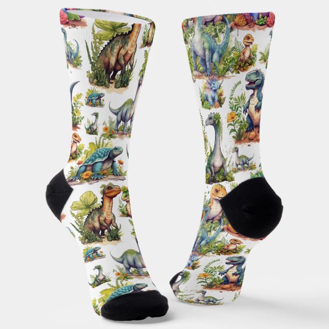Chaussette Illustration Dinosaure (Angulaire)